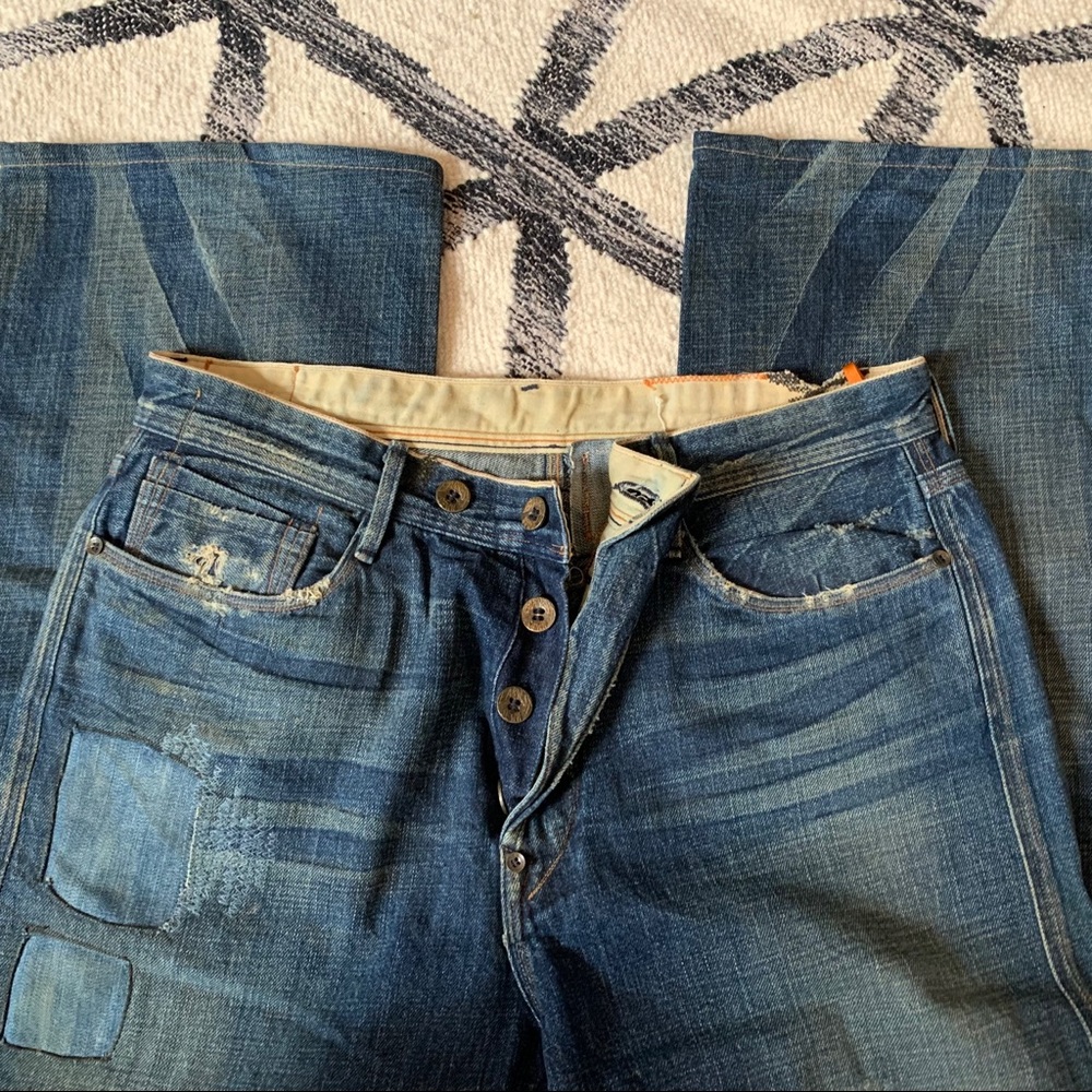 Earnest Sewn Delux Distressed Patched Medium Wash